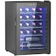 image 1 of Freestanding Wine Cooler Fridge with Glass Door, 20 Bottle, LED Light Black