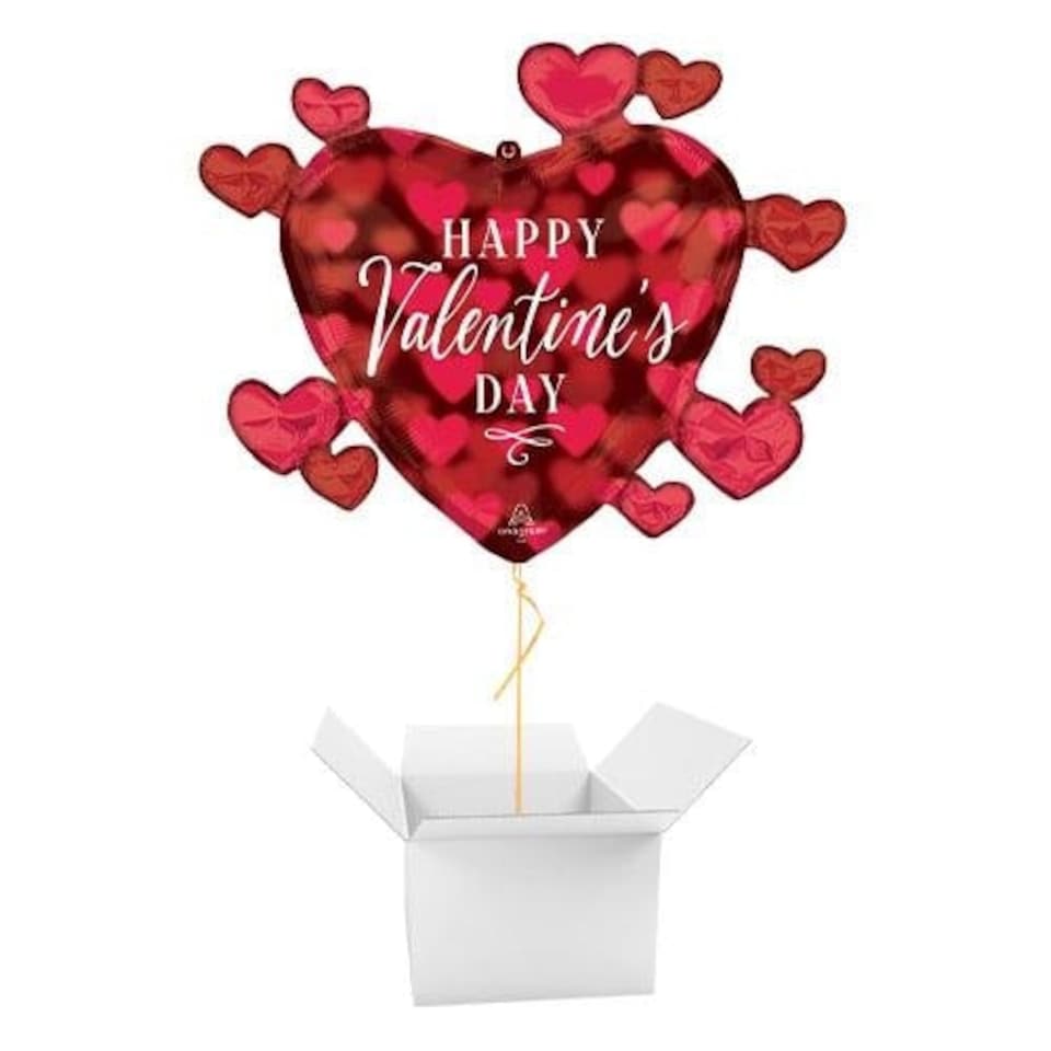 Happy Valentine's Day Romantic Glow Giant Helium Foil Balloon - Inflated Balloon in a Box