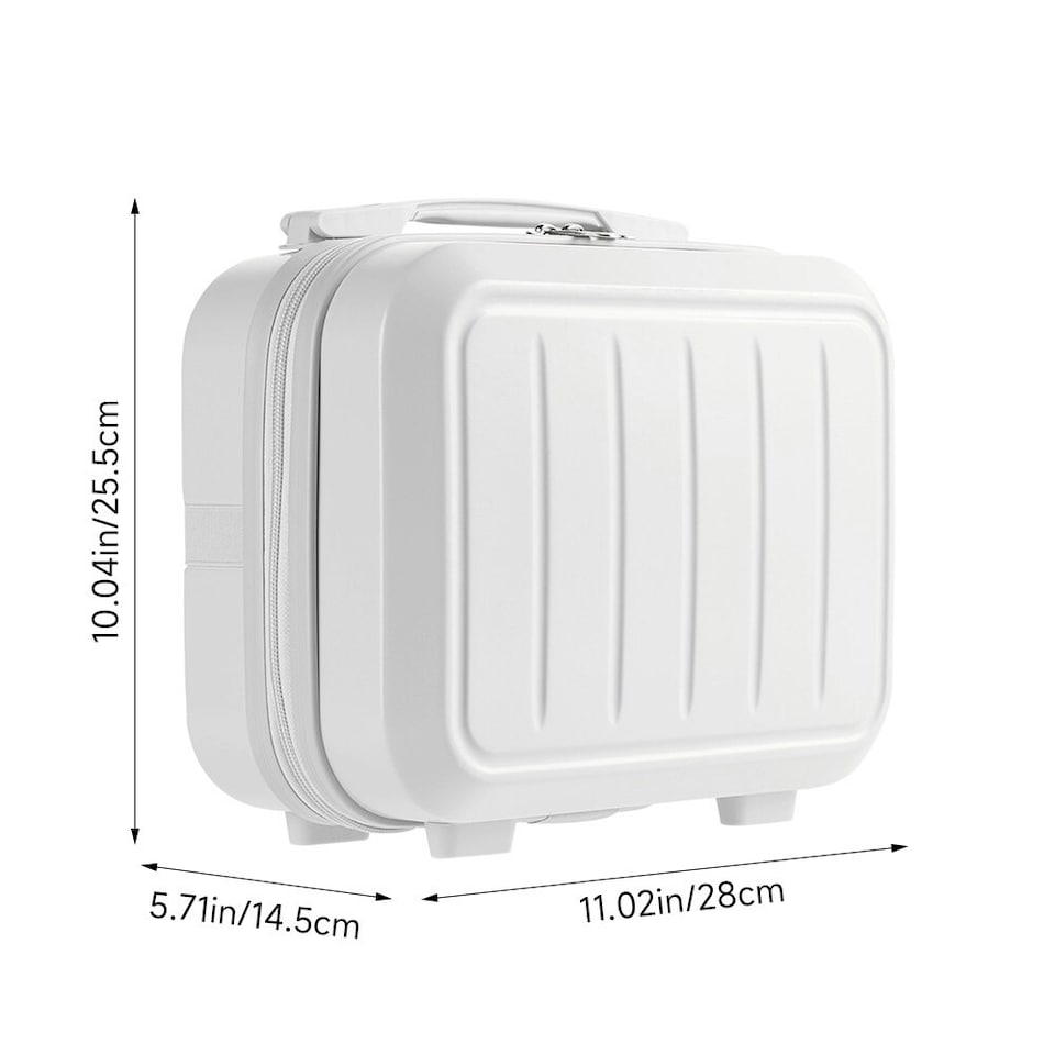 image 1 of Living and Home Lightweight Portable Hard Shell Travel Cosmetic Case | White | Personal Item