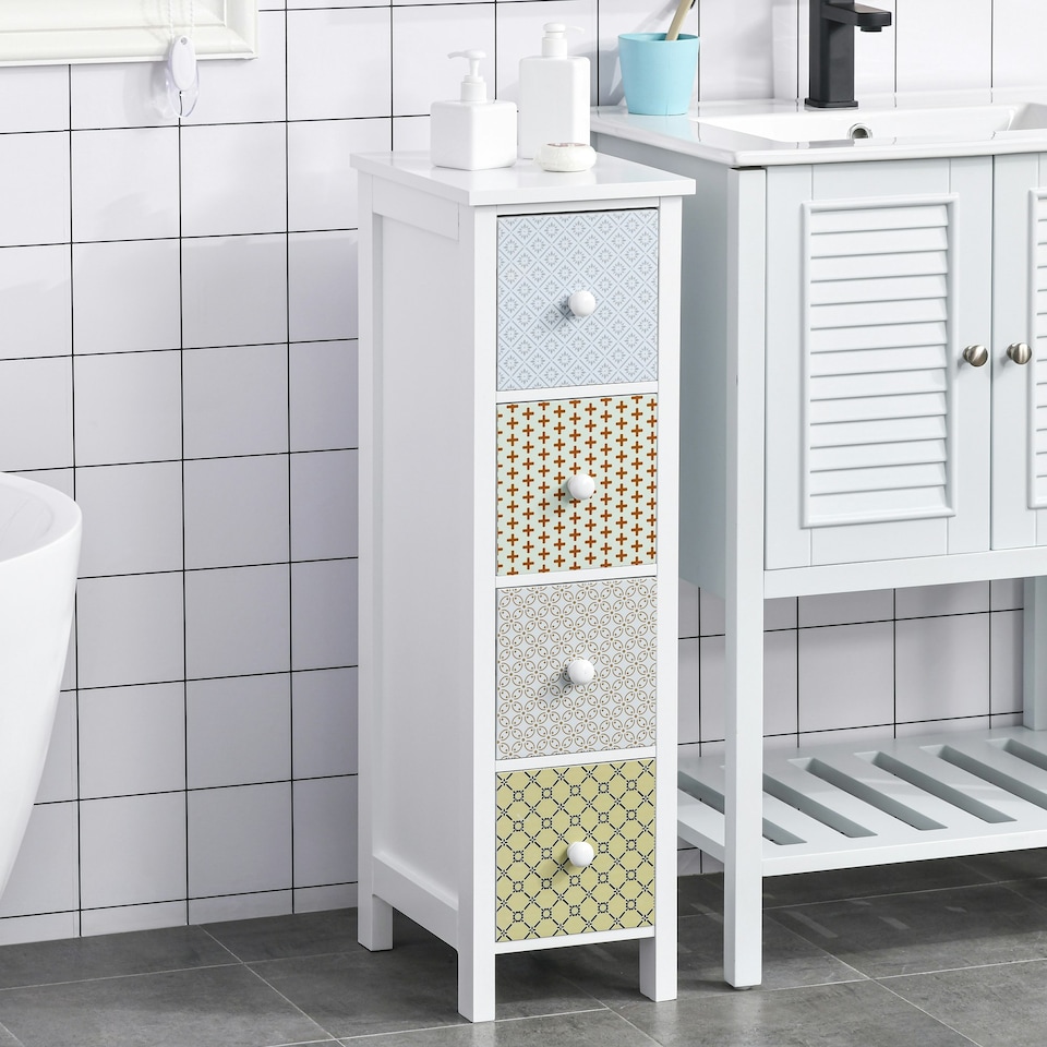image 1 of HOMCOM Drawer Cabinet, 4 Drawer Storage Organizer Unit Bathroom Bedroom