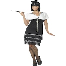 Flapper Costume - Black - with Dress - Headband & Fur Stole - 43128X1 XL
