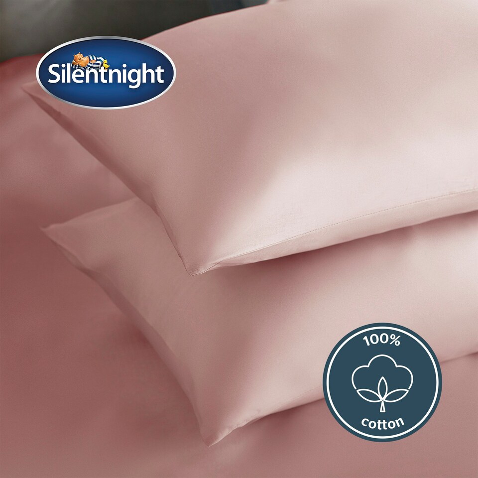image 1 of Silentnight Pure Cotton Housewife Pillowcase Pair, Blush Pink