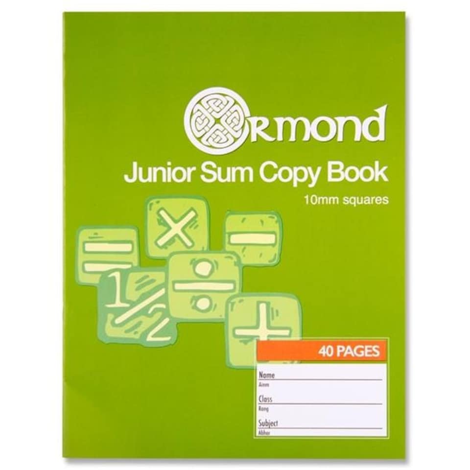 image 1 of 40 Pages 10mm Squares Junior Sum Copy Book by Ormond