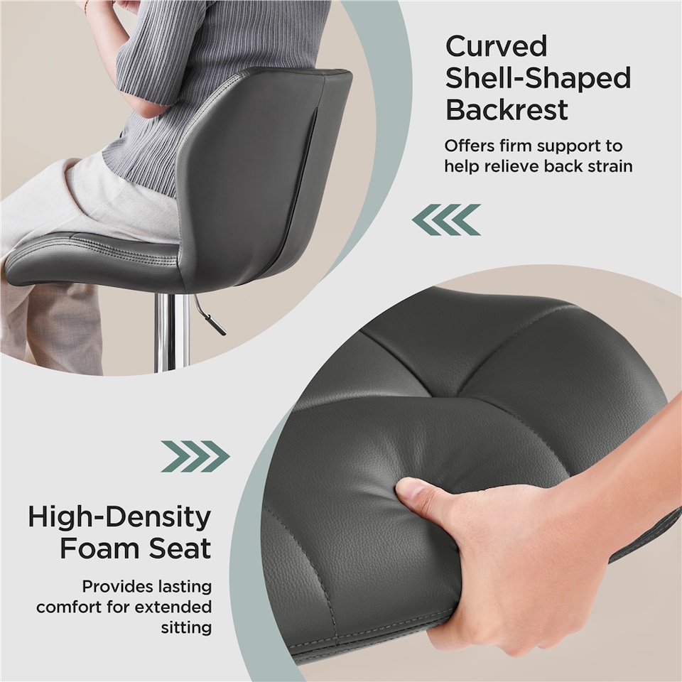 image 1 of Yaheetech Adjustable Faux Leather Bar Stool with Backrest | Grey | One Size