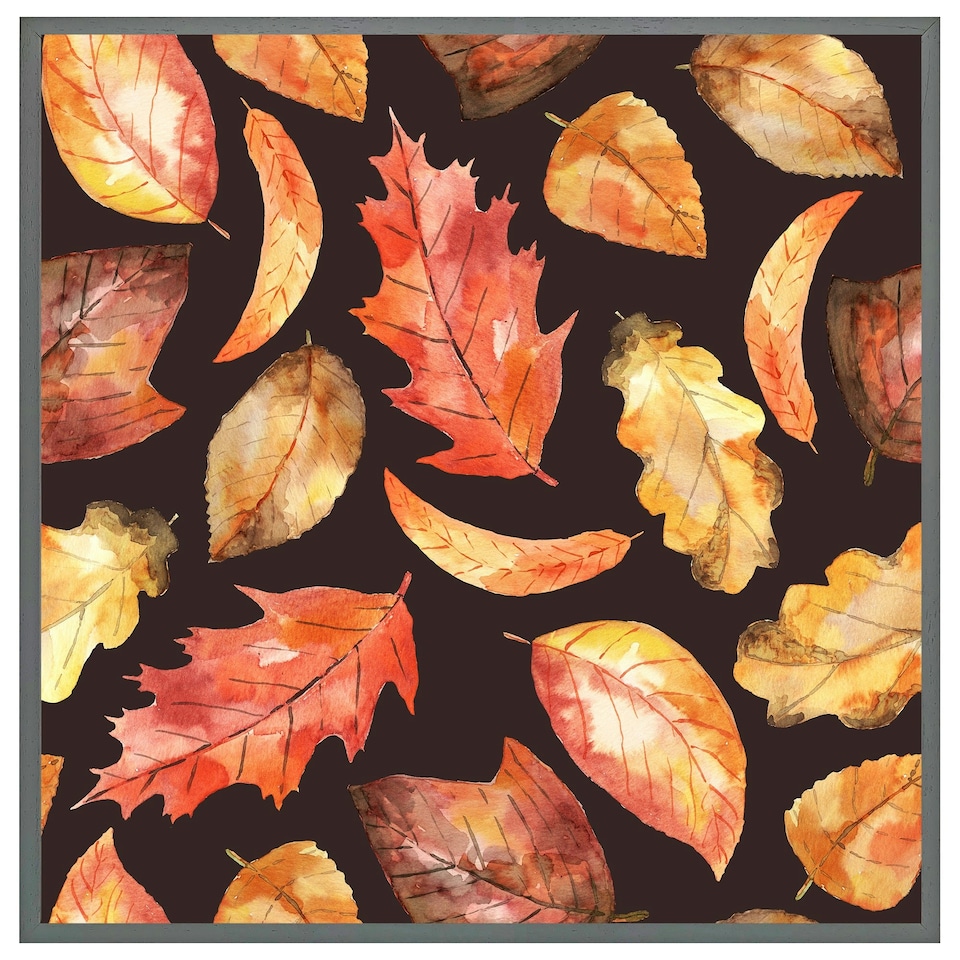 image 1 of Autumn leaves on black (Picutre Frame) Grey | L
