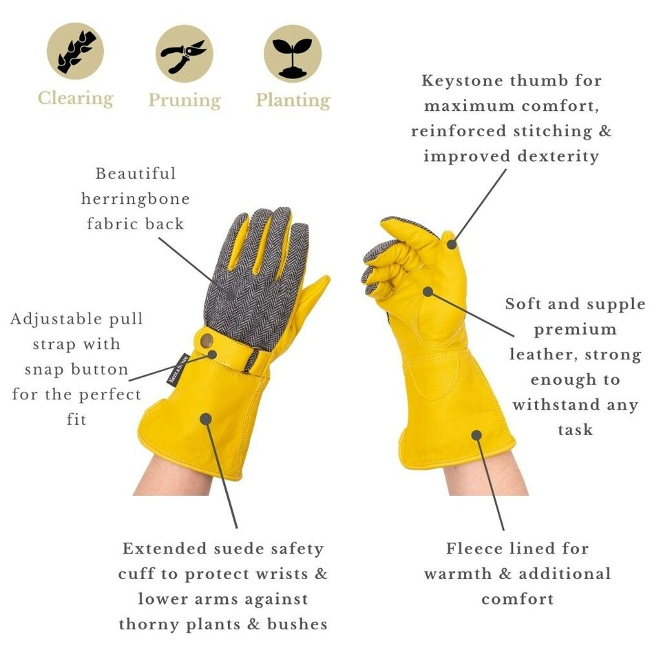 image 1 of Kent & Stowe Luxury Leather Gauntlet Gloves Ladies Medium Yellow