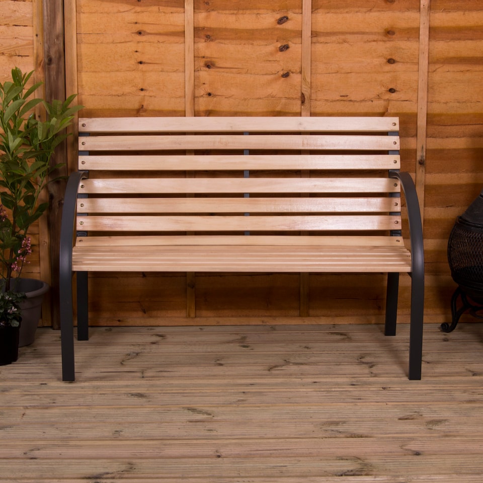 image 1 of Garden Vida 3 Seater Slatted Garden Bench Outdoor Patio Seating