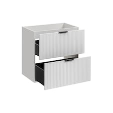 Bathroom Vanity Unit 800mm Wall Hung Drawer Cabinet Ribbed Textured Fluted White Modern Floating Sink Unit Adel