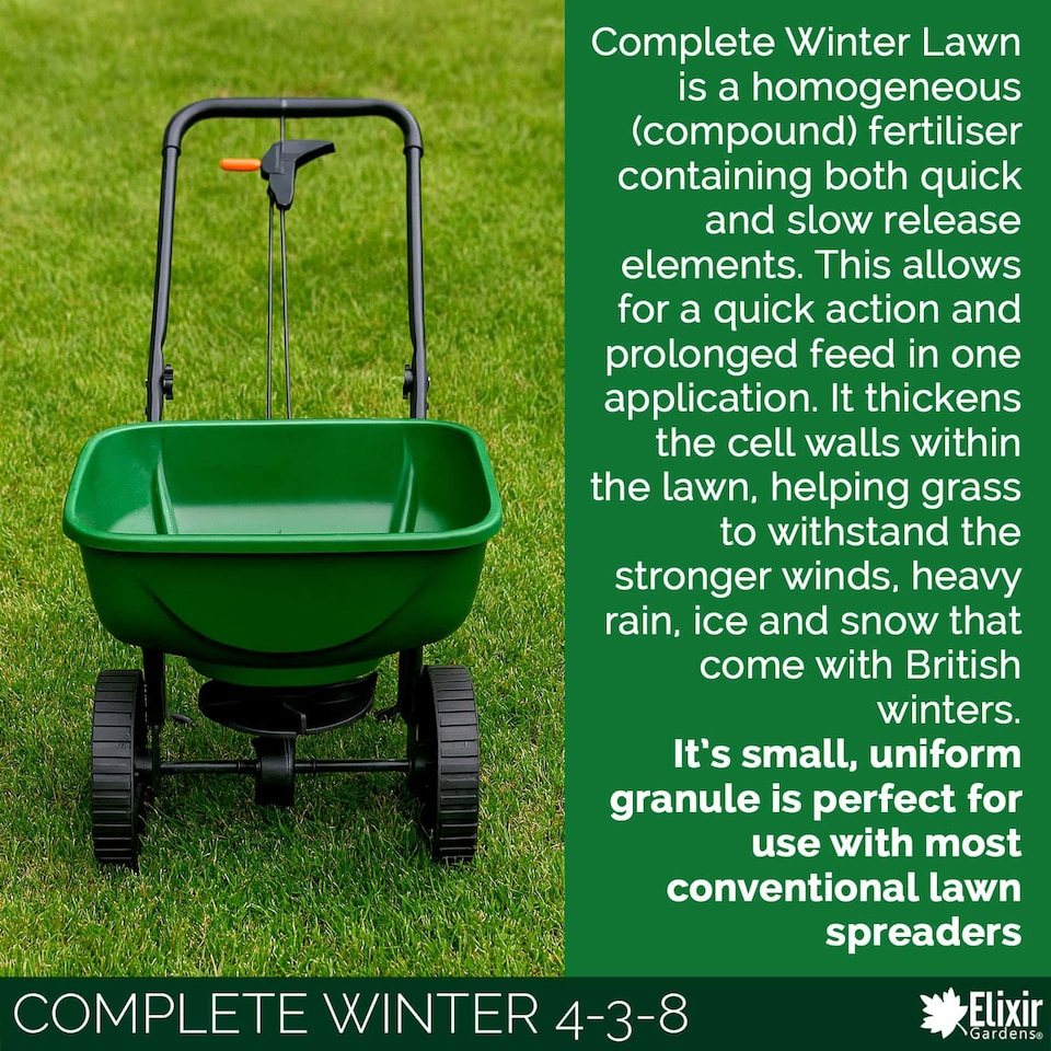 image 1 of Elixir Gardens Complete Winter & Autumn Lawn Feed/Fertiliser with Iron & Calcium 4-3-8+4Fe x 10kg Bag
