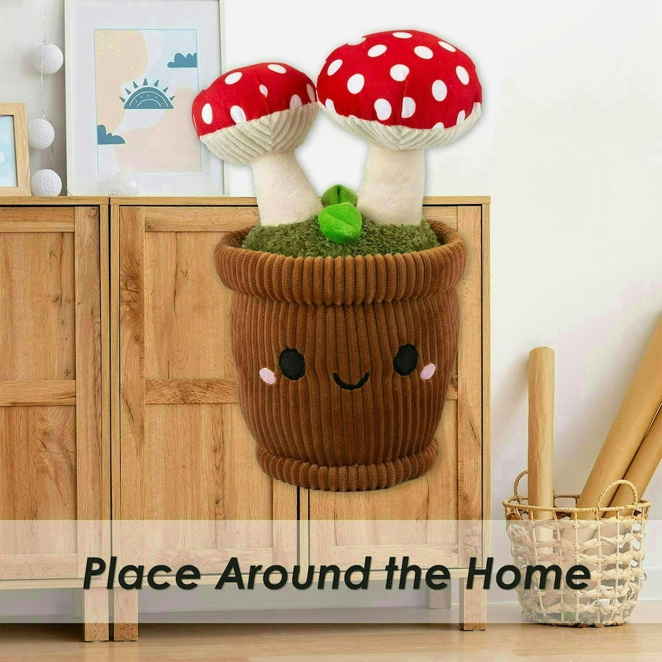 image 1 of Flowerpot Soft Toy Cute Plushie Huggable Cuddly Stuffed Toy Gift 30cm Red