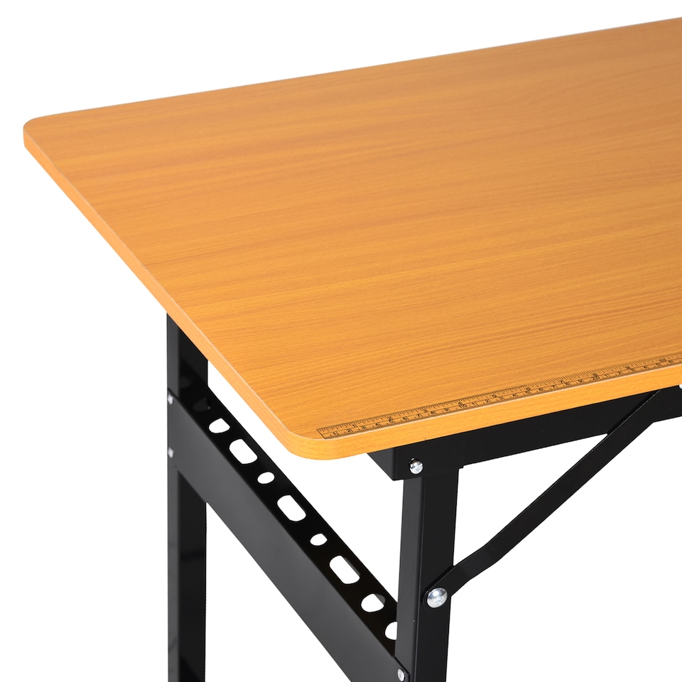 image 1 of HOMCOM Heavy Duty DIY Metal Garage Workbench Storage Drawer Table Wood Surface