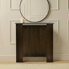 OHS Ribbed Small Radiator Cover Slatted Engineered Wood | Brown | Dark Brown Wood
