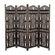 image 1 of 4 Panel Heavy Duty Carved  Screen Wooden Bells Design Room Divider Dark Brown 200 x 180 cm | Brown | Dark Brown | 200 x 180 cm