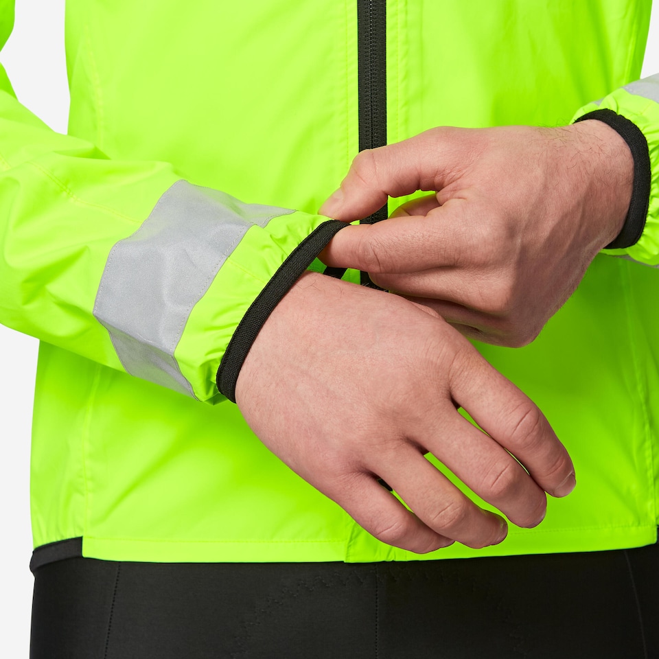 image 1 of Decathlon Men's Long-Sleeved Showerproof Road Cycling Jacket RC 120 Visible
