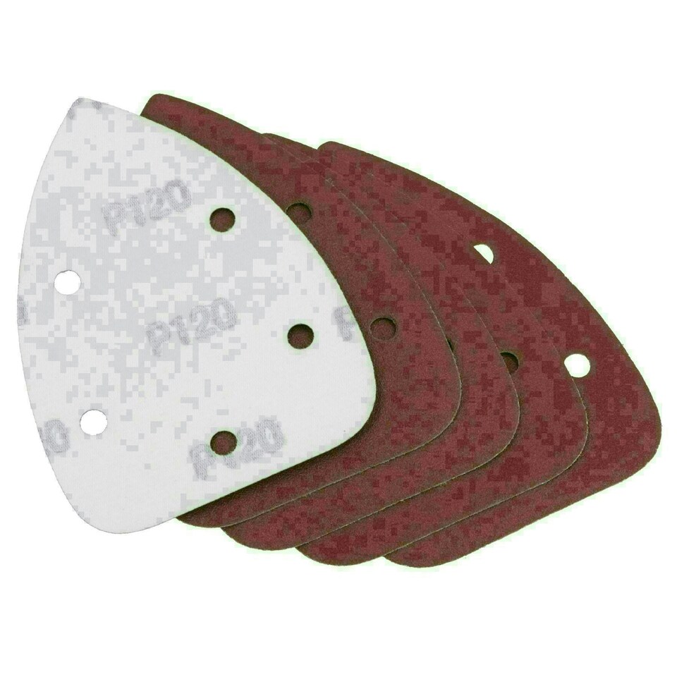image 1 of Hook And Loop Detail Sanding Pads Discs 140mm Triangular 120 Grit Fine 25pc