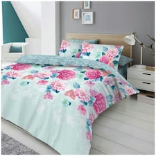 VELVETIO Edith Complete Duvet Cover Set with Fitted Sheet Breathable Bedding Quilt Blue | King