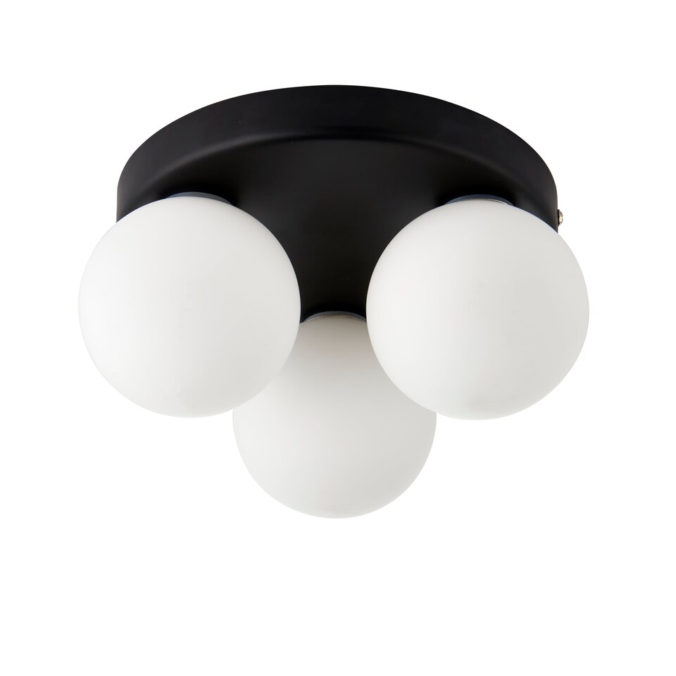 image 1 of Toronto 3 Light IP44 Flush Matte Black Ceiling Light