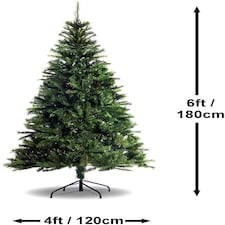 Best Artificial 6ft (180cm) Colorado Pine Hinged Thick Indoor full Christmas Tree with metal stand for Home or Business Green | Green | 6ft