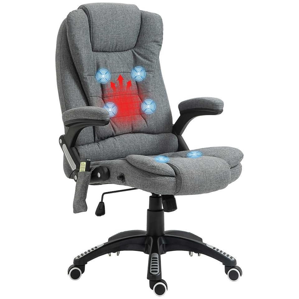 image 1 of Vinsetto Office Chair with Heating Massage Points, Relaxing Reclining, Grey