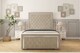 image 1 of Sloomy Sofia Chrome Cream Plush Bed Frame With 50" Upholstered Headboard 4' Small Double