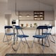 image 2 of 4-Pc Folding Chair Set with Cushioned Velvet Seat and Back | Blue | 4