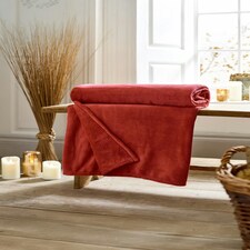 Snuggle Touch 140 x 180cm Soft Blanket - Solid Colour Plain Throws | Red | Crimson | 1
