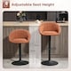 image 3 of HOMCOM Bar Stools Set of 2, Upholstered Swivel Barstools, Height Adjustable Breakfast Bar Chairs with Backrest and Footrest for Kitchen Island Counter, Dining Room, Orange | Orange