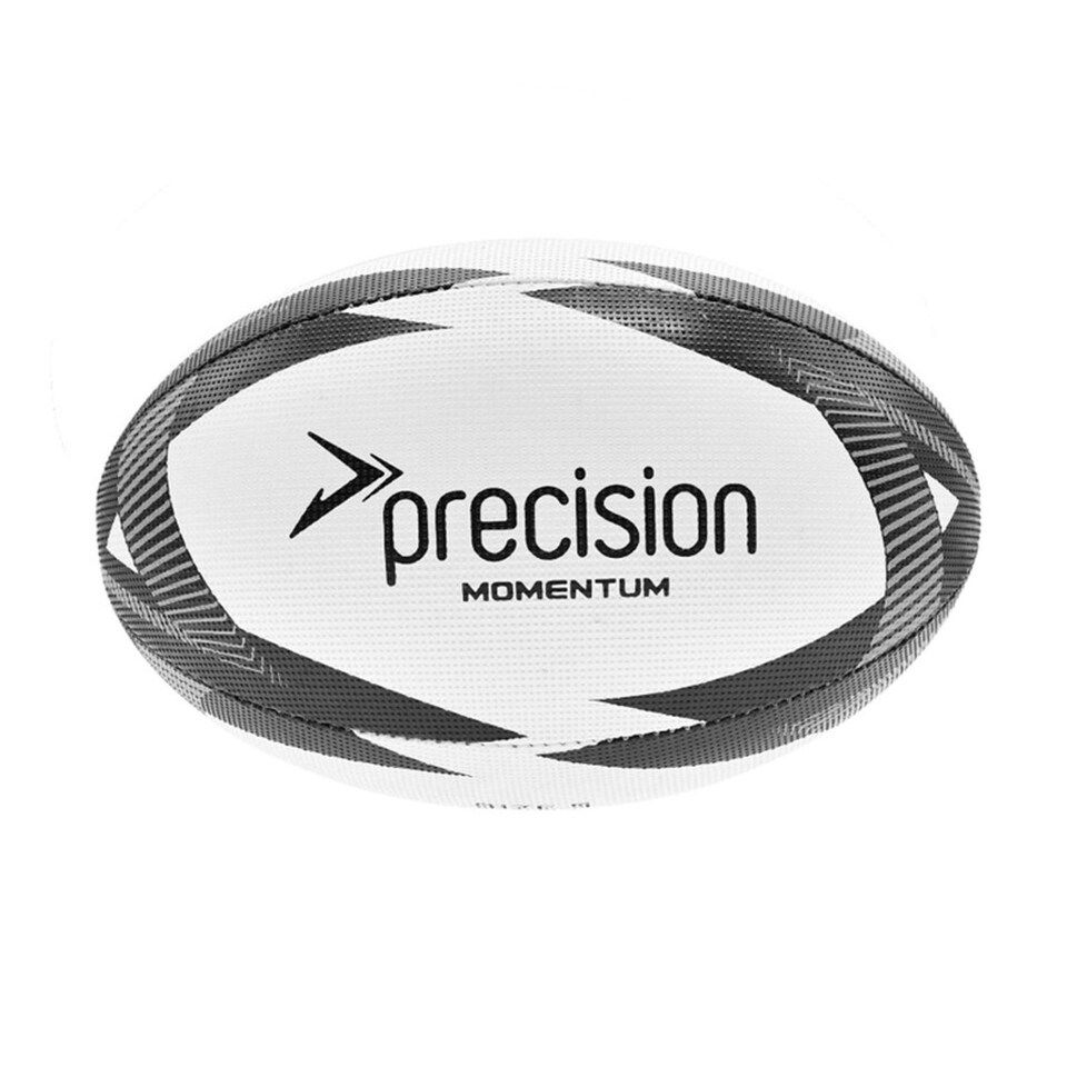 Precision Momentum Rugby Training Ball - White/Black/Grey - 3