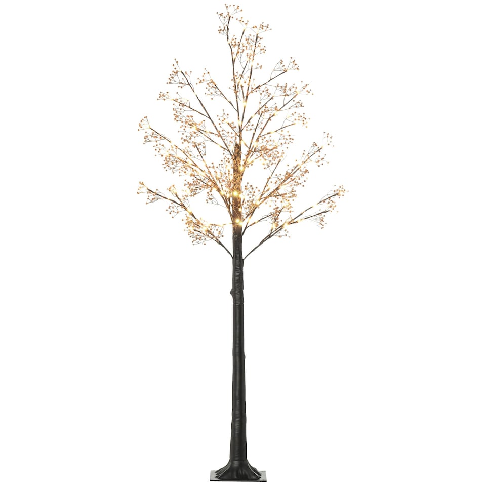 image 1 of HOMCOM 6ft Artificial Tree with Warm White LED Lights, Baby Breath Flowers