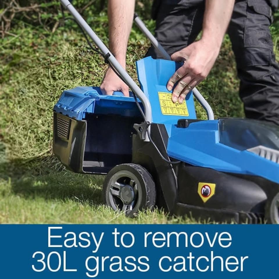 image 1 of Hyundai 12.6'' / 32cm 40V Cordless Lawnmower Rear Roller 2.5Ah Li-Ion Battery Powered | HYM40LI330P