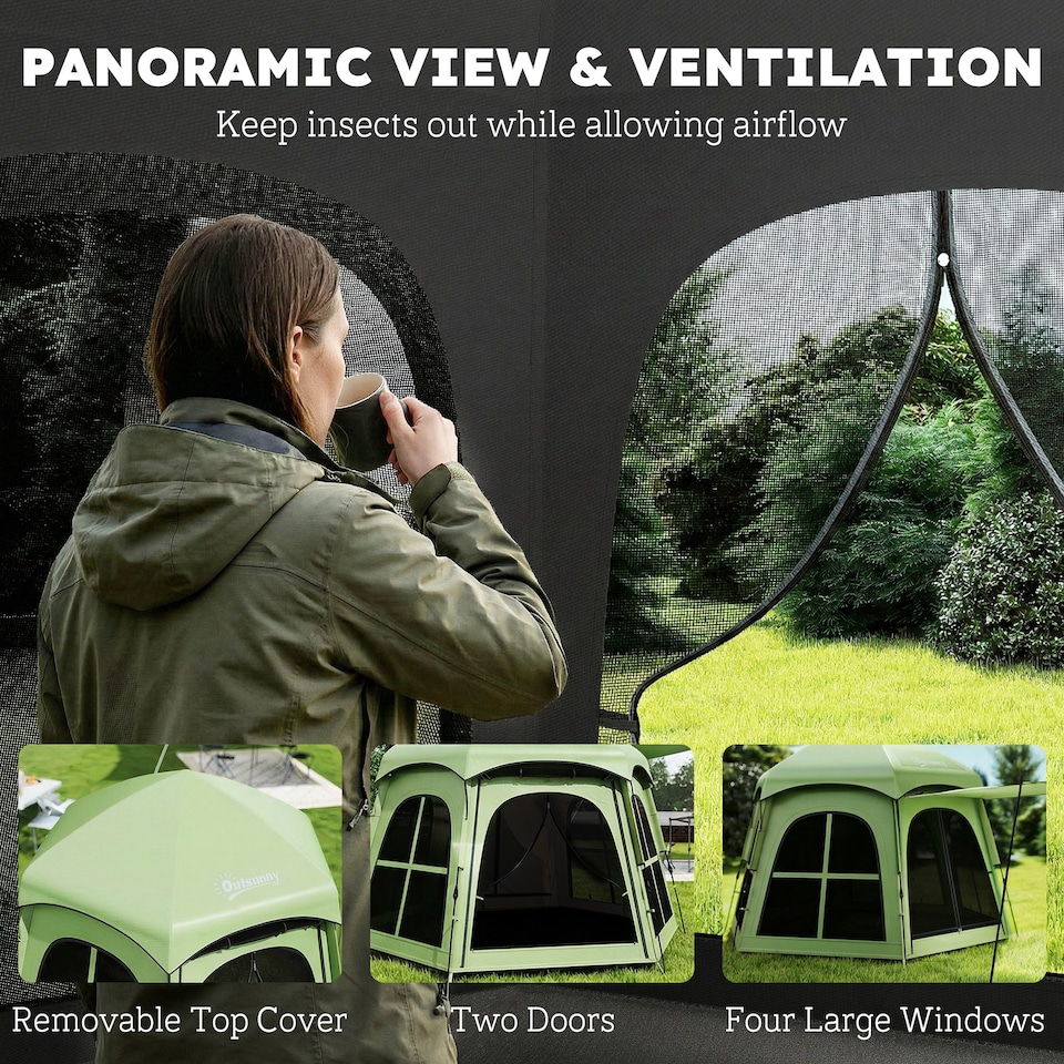 image 1 of Outsunny Pop Up Tent 3000mm Waterproof for 3-4 Person Green | Green | Green | 280 x 240 x 158 cm