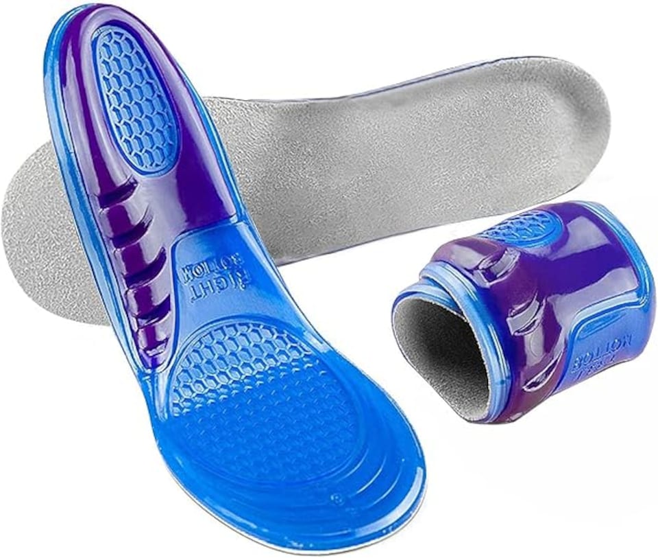 image 1 of Pair Men Gel Insoles 6-10 UK Size Cushioning Silicone Orthotic Shoe Insert Insole For Arch Heel Pain Comfort Support & Flat Feet