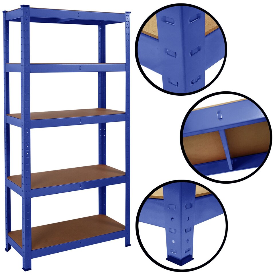 image 1 of House of Home Steel Racking Shelving 5 Tier Heavy Duty Garage Storage Racks Shelf Metal Unit | Blue