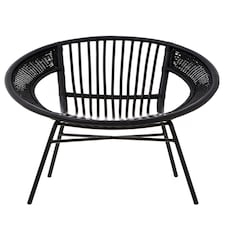Interiors by Premier Comfortable Black Natural Rattan And Iron Black Arm Chair, Stylish Outdoor Chair, Versatile Dining Chair