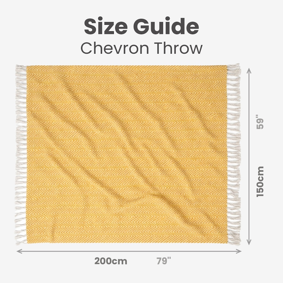 image 1 of Large Cotton Chevron Herringbone Sofa Throw Blanket - 150 x 200cm | Yellow | Mustard | One Size | 1