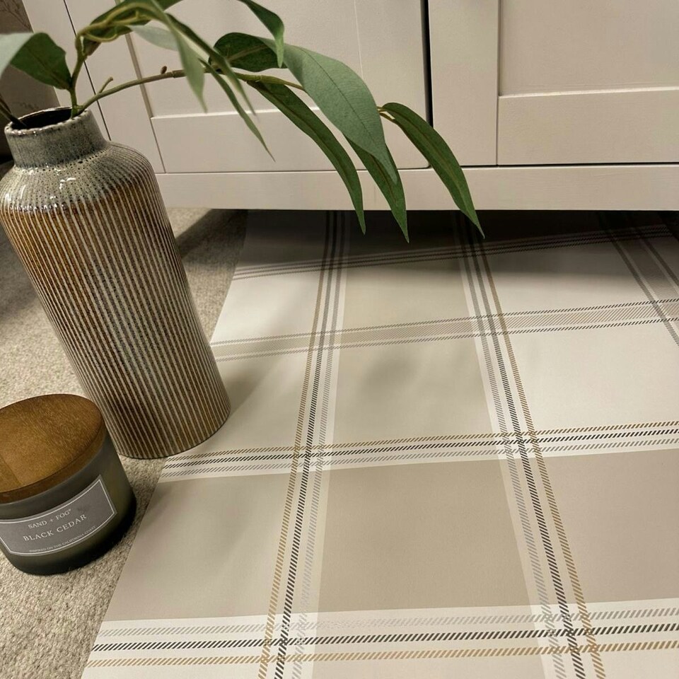 image 1 of Belgravia Bramble Checked Wallpaper - Beige - 10m x 0.5m Brown