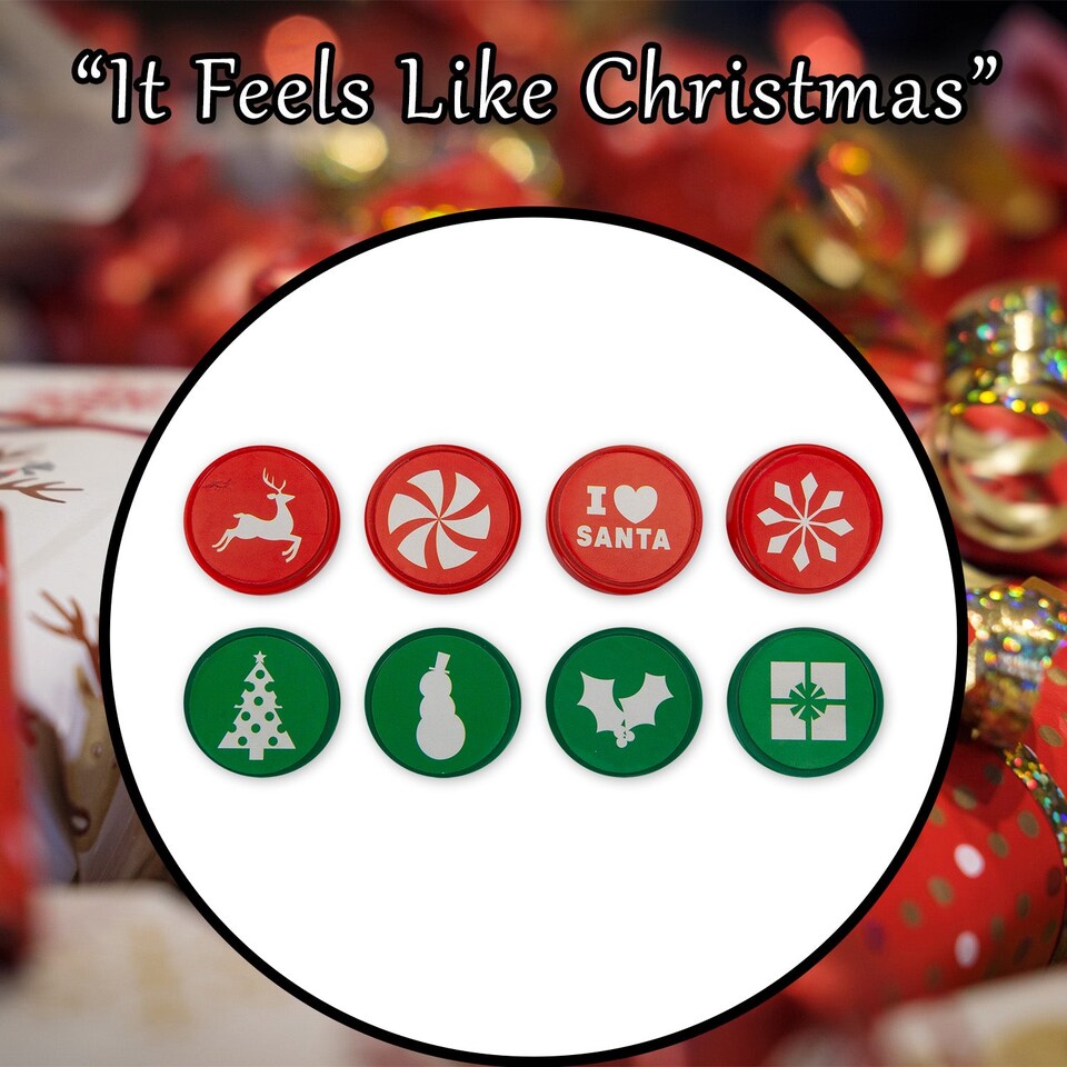 image 1 of vfm-estore Christmas Stamps Set of 8 - 18.4 x 12.1 x 2.9 cm