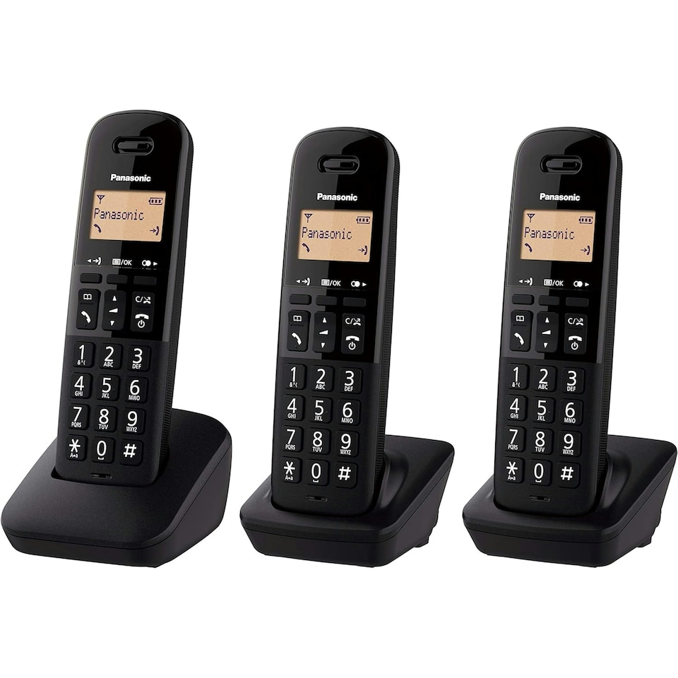 image 1 of Panasonic KX-TGC413EB Black Digital Cordless Phone With Triple Handsets