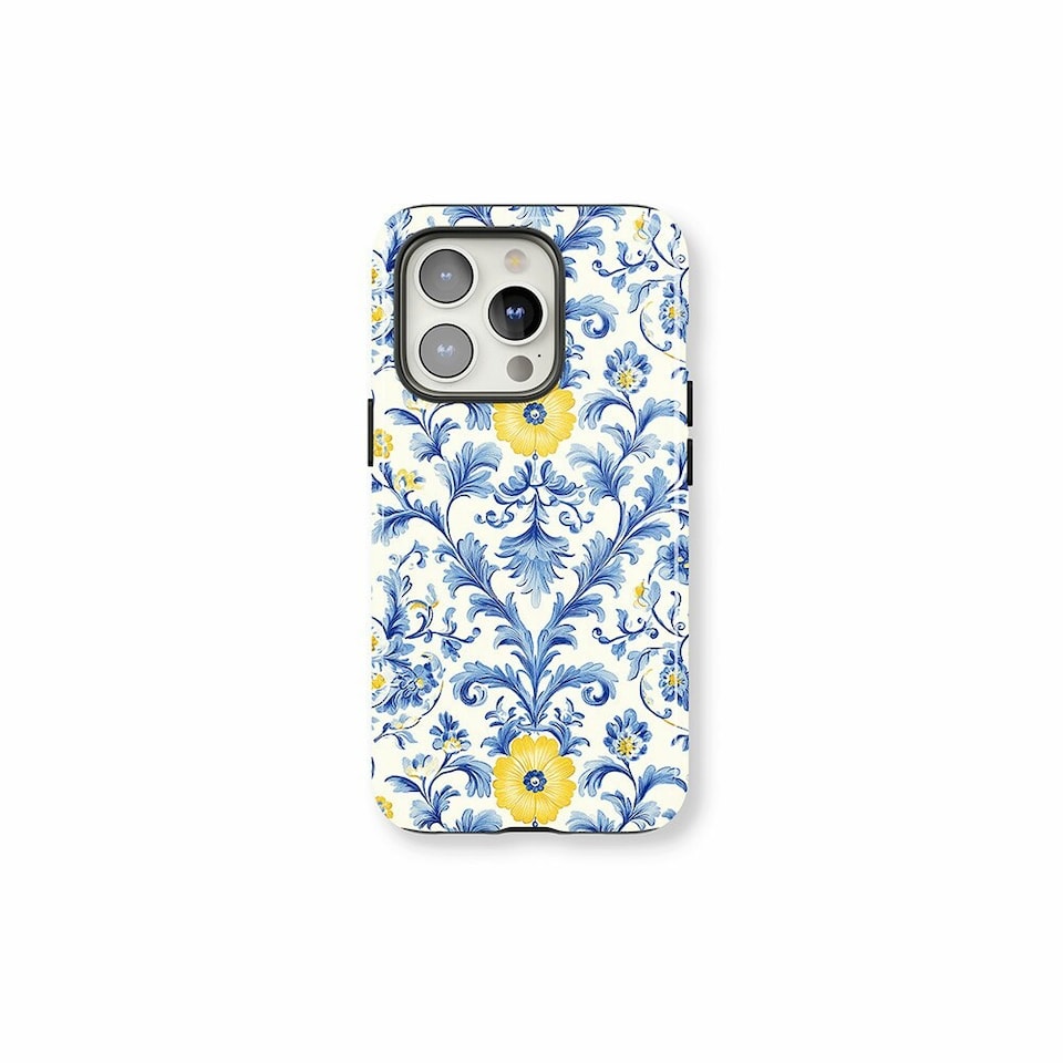 image 1 of Blue And Yellow Floral Phone Case | Blue | iPhone 16 Pro
Tough | iPhone 16 Pro
Tough