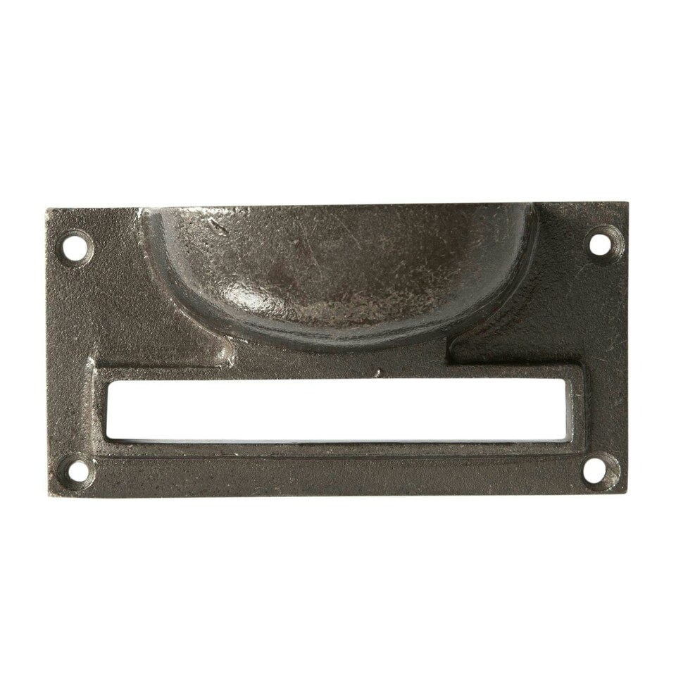 image 1 of Hammer & Tongs Filing Cabinet Drawer Pull with Card Frame - W100mm x H50mm - Raw N/A