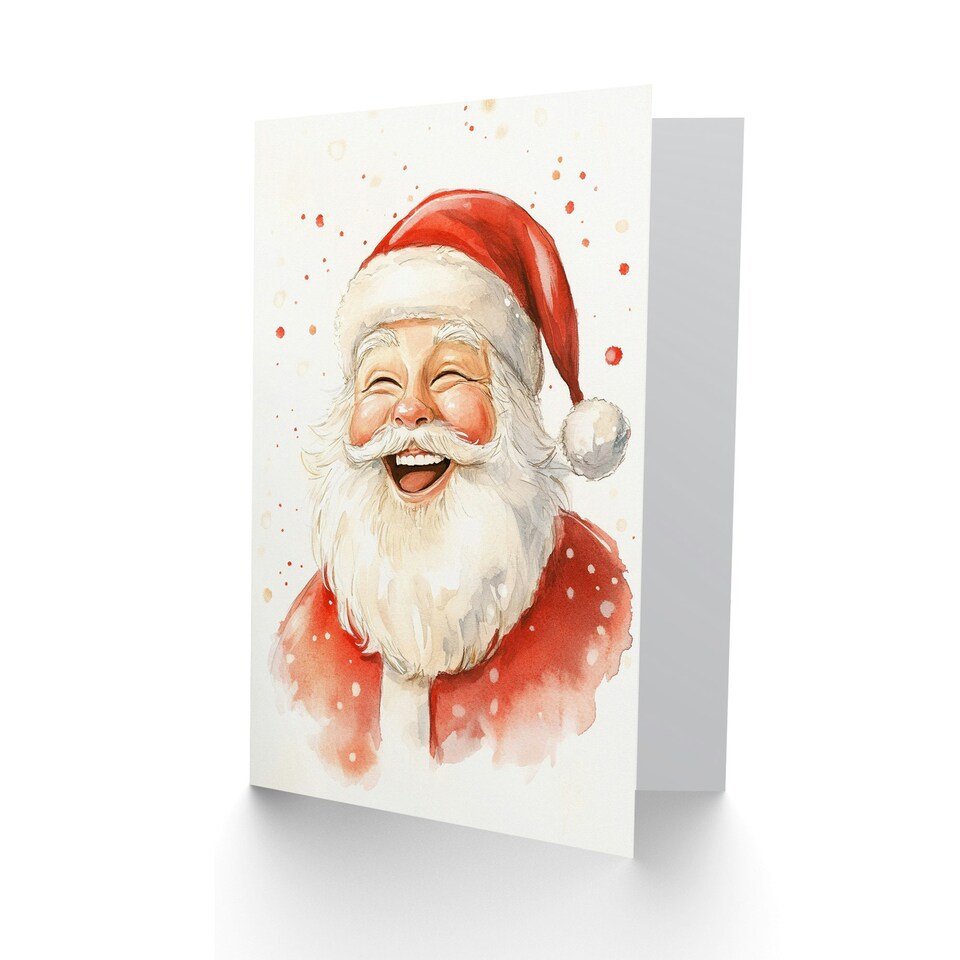 image 1 of Laughing Santa Claus Portrait Blank For Him Or Her Art Xmas Festive Christmas Card