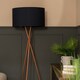 image 2 of ValueLights Camden Copper Tripod Floor Lamp Black Shade & Bulb | Black