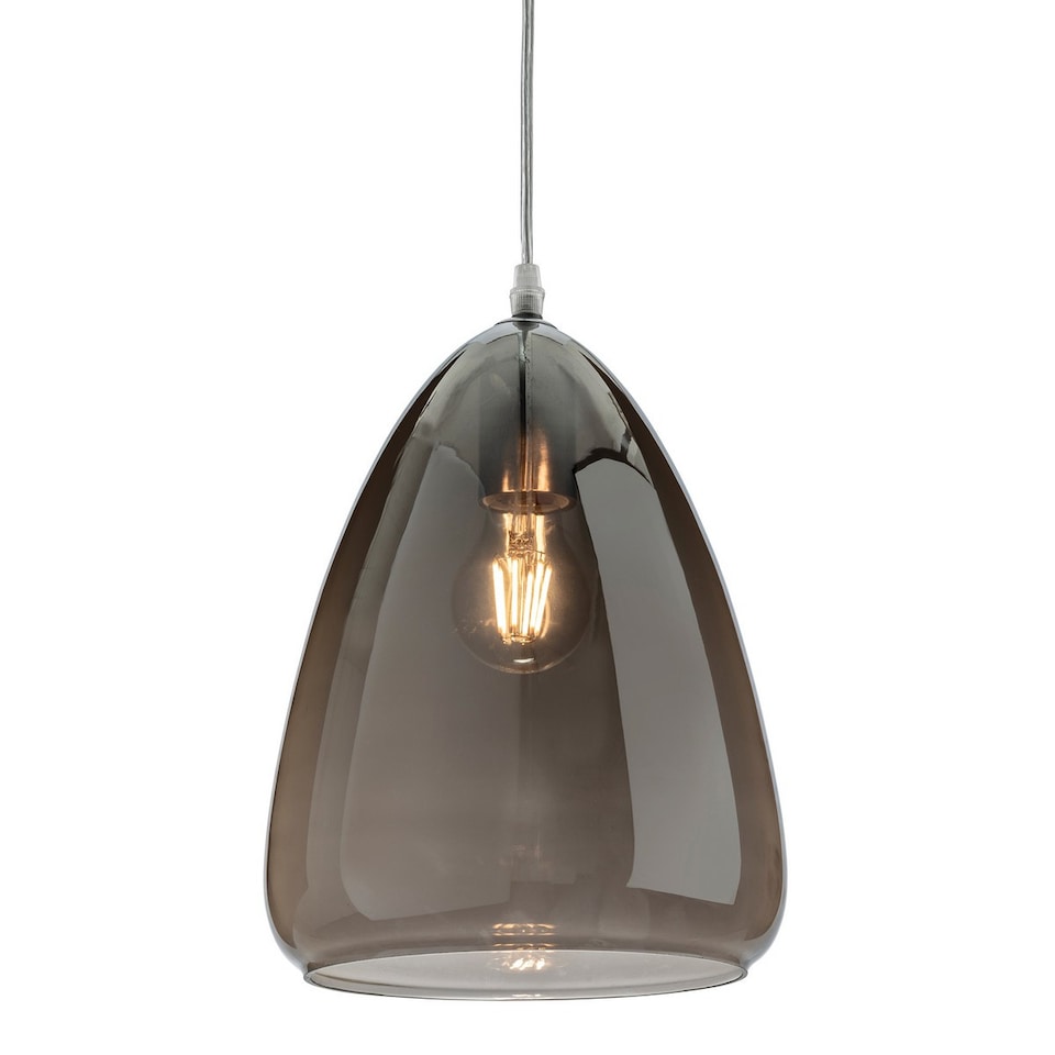Willis Dome Pendant Light Chrome with Smoked Glass
