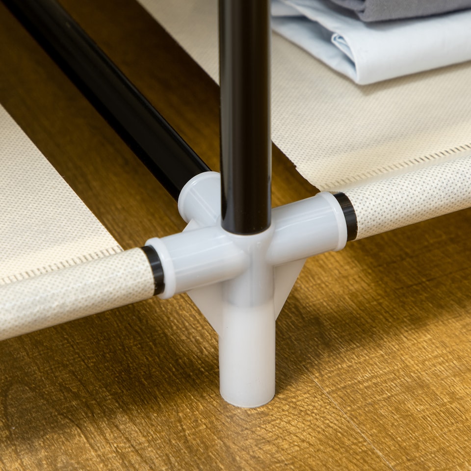 image 1 of HOMCOM Fabric Wardrobe, Portable Wardrobe with 6 Shelves, 1 Hanging Rail, Foldable Closets, 103 x 43 x 162.5 cm, Cream White | Cream | Cream