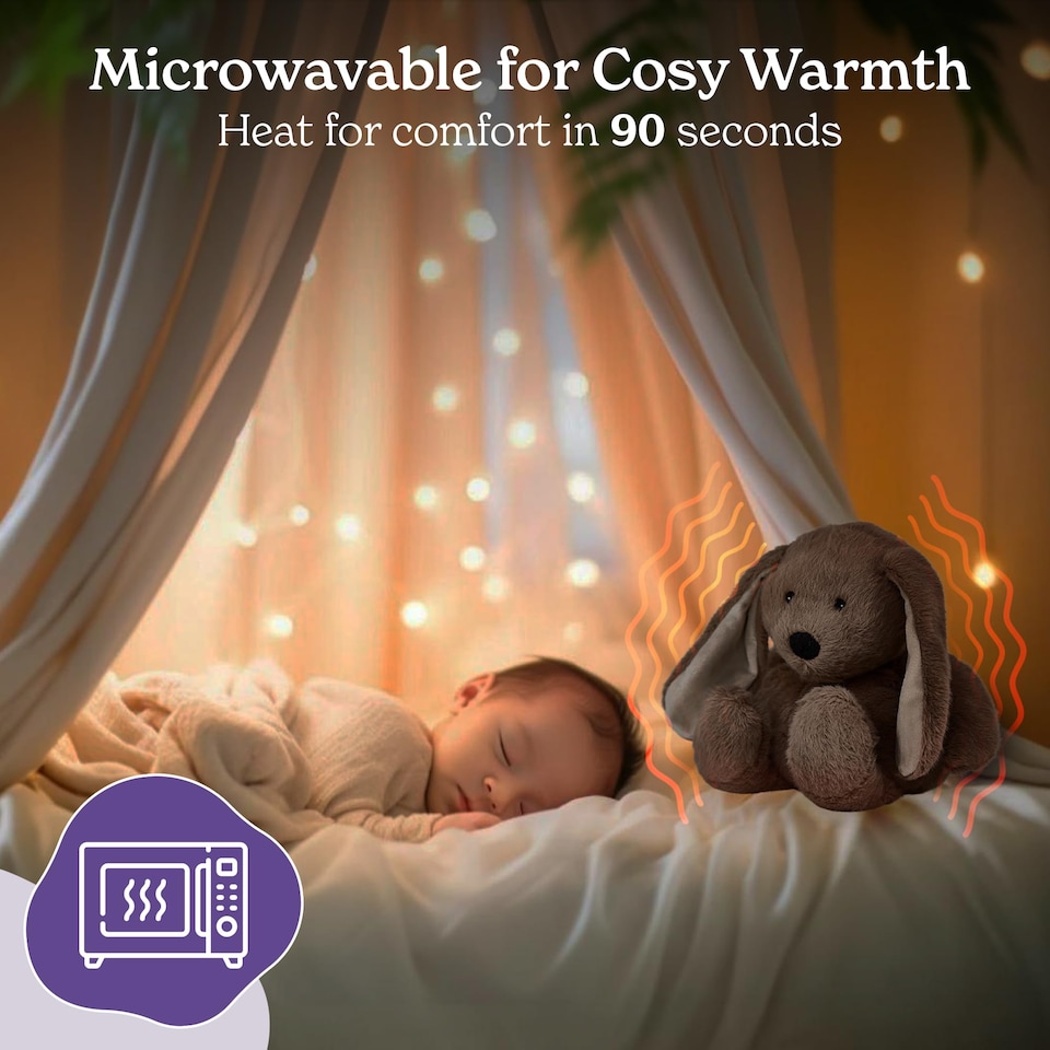 image 1 of Warmies Plush Brown Bunny Microwavable Heat Pad, Weighted Cuddly Plushie for Soothing Relief, Lightly Scented with French Lavender - Large