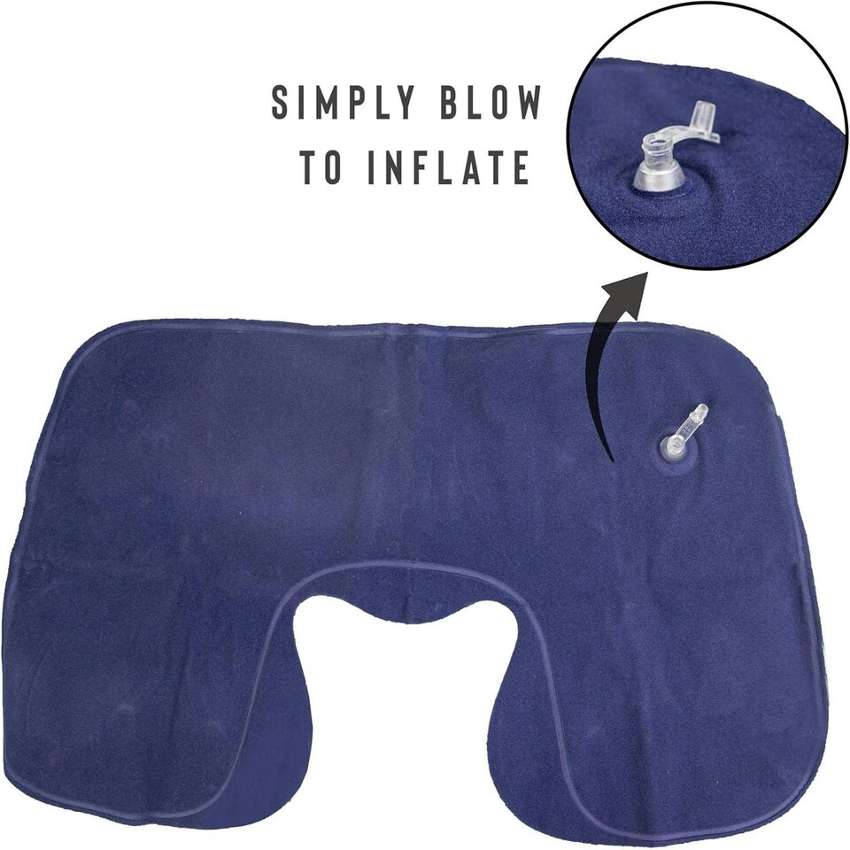 image 1 of Inflatable Travel Neck Rest Lumbar Pillow with Neck Support Air Neck Cushion