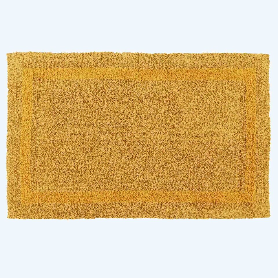 image 1 of Homescapes Luxury Reversible Extra Large Bath Mat - Mustard Yellow Yellow