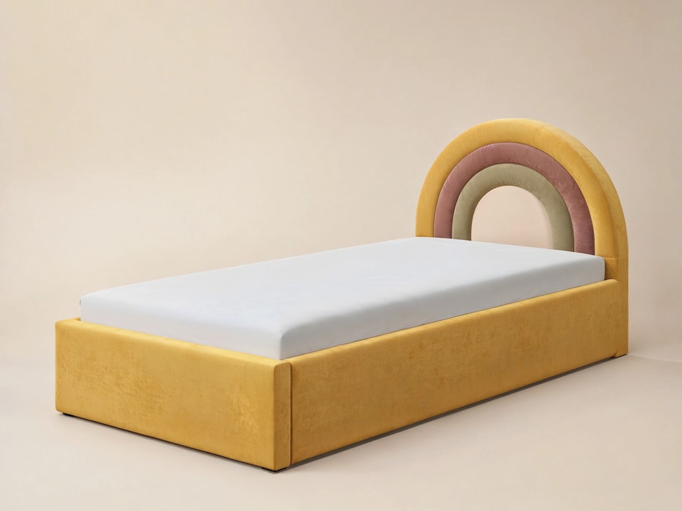 image 1 of Flair Ava Single Velvet Ottoman Bed Mustard
