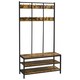 image 1 of Yaheetech Industrial Hallway Rack with Bench & Shoe Storage Brown | Rustic Brown | One Size