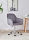 image 6 of Office Chair grey velvet swivel with arms and wheels leisure home desk computer | Grey